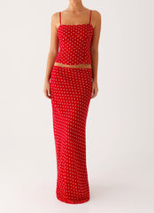 Bendita Maxi Skirt - Red Polka Dot