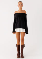 Federica Off Shoulder Knit - Black
