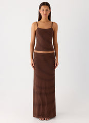 Sweet Sky Beaded Maxi Skirt - Chocolate
