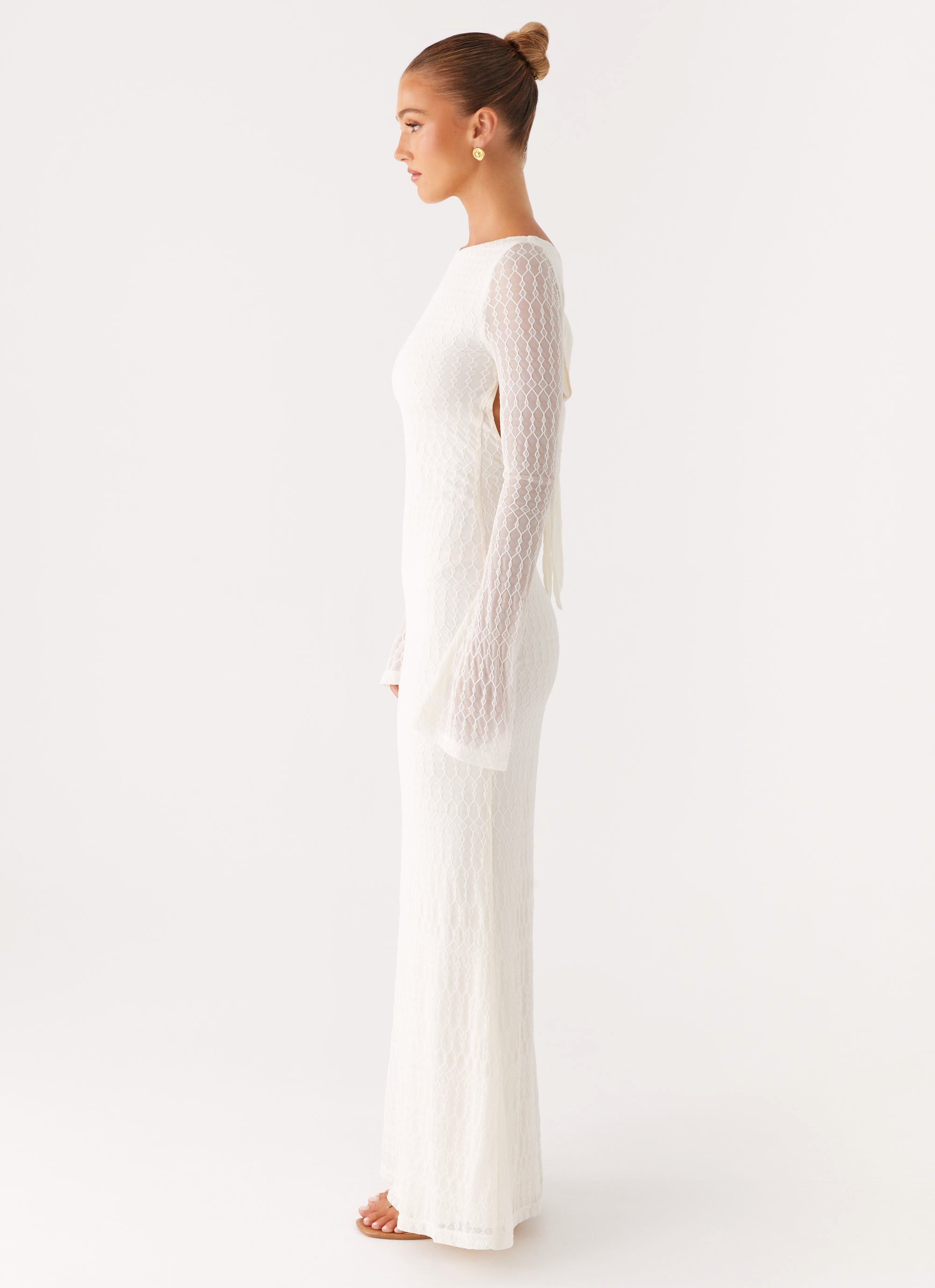 Ethereal Long Sleeve Maxi Dress - Ivory