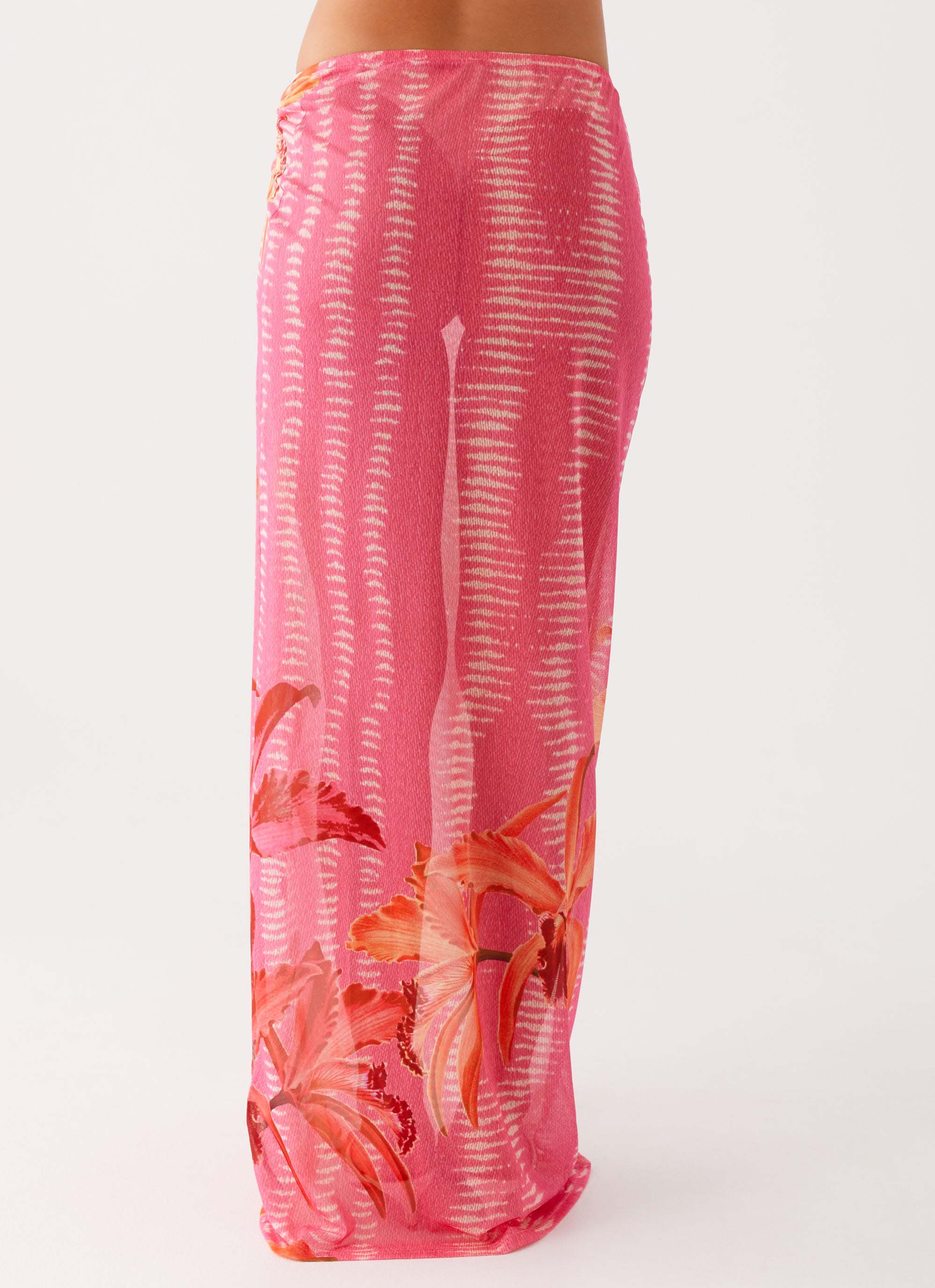 Jovani Maxi Skirt - Tropical Pink Print