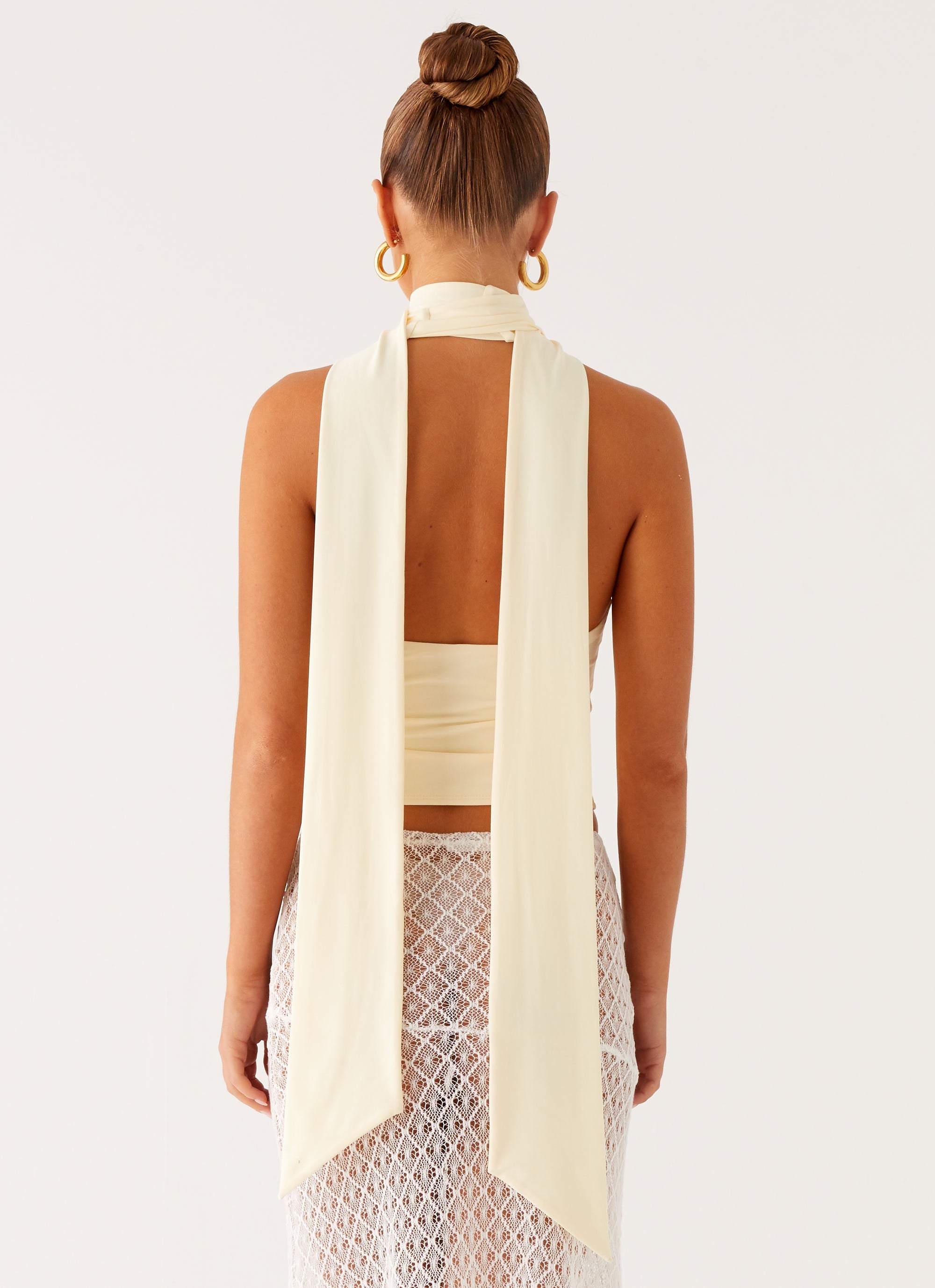 Milos Scarf Halter Neck Top - Yellow