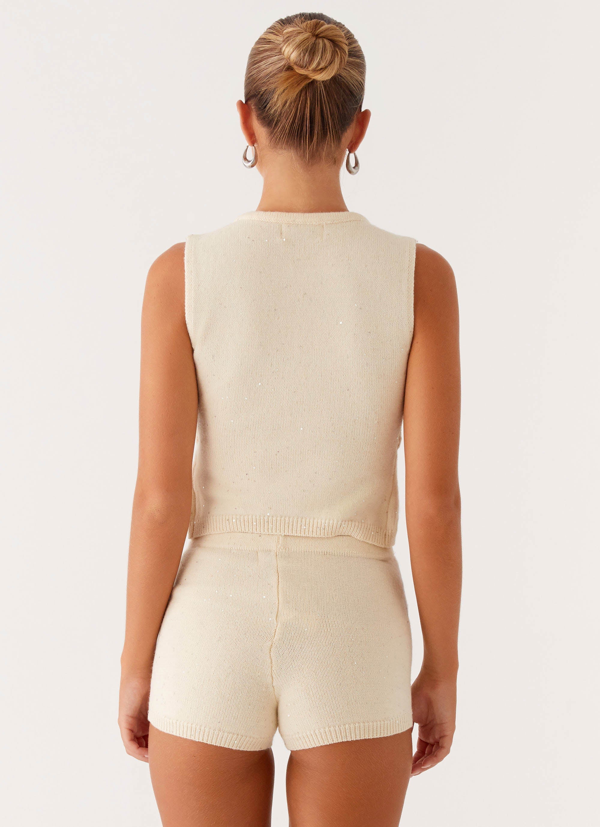 Ownley Sequin Knit Shorts - Ivory