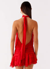 Willow Chiffon Mini Dress - Red